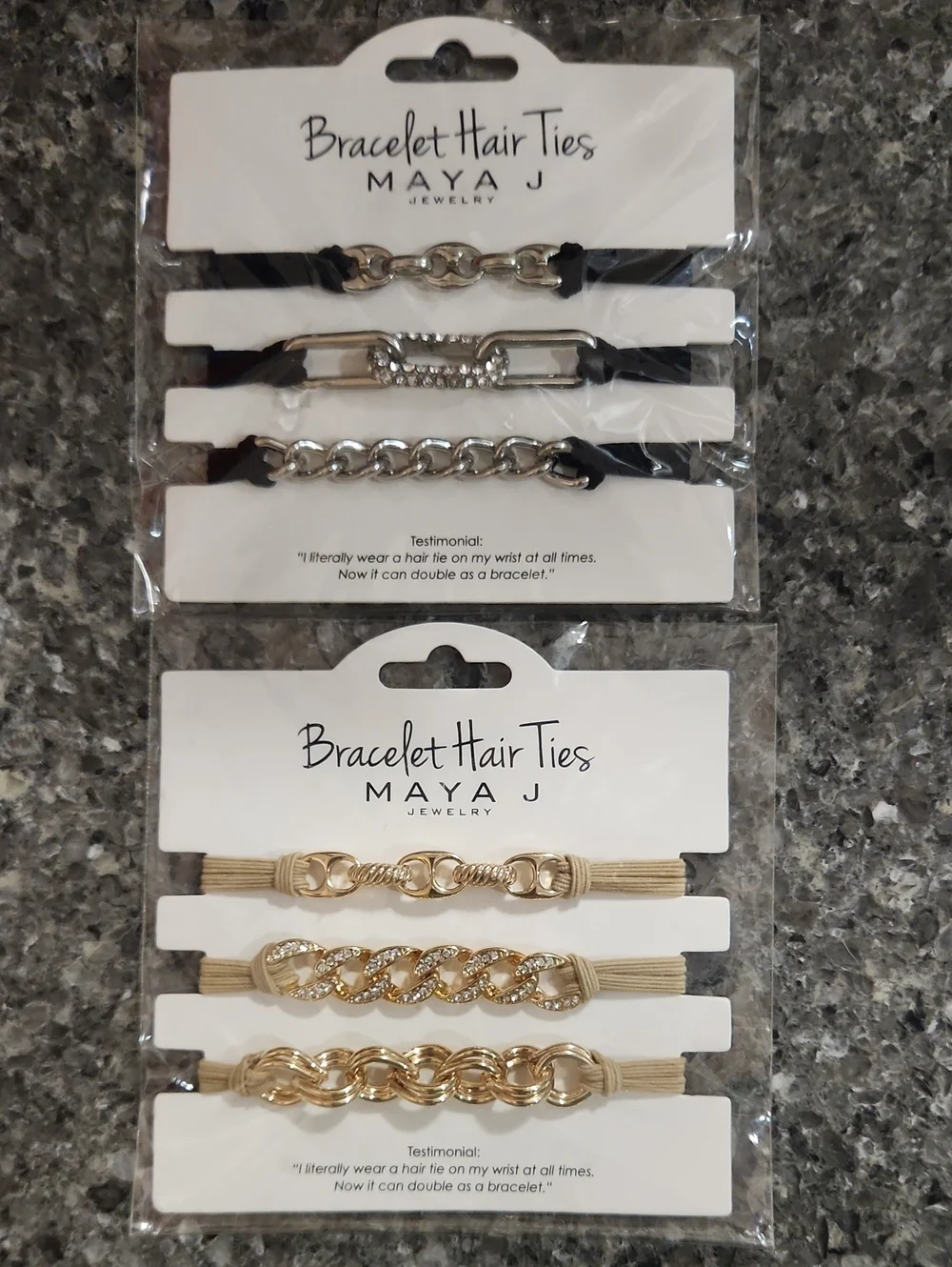 Maya Bracelet Hair Ties Set - Gold and Black Styles